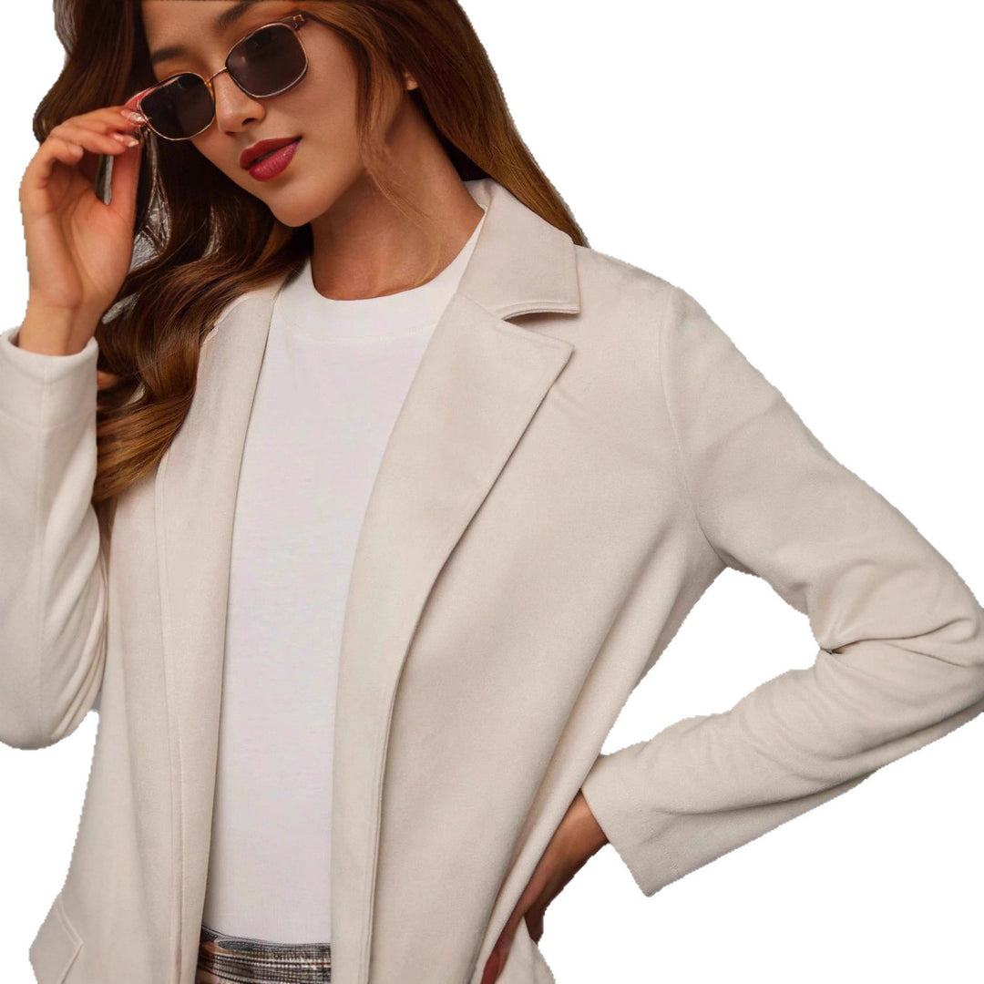Kvinnelig Elegant Langline Blazer laget av Syntetisk Skinn Skjora