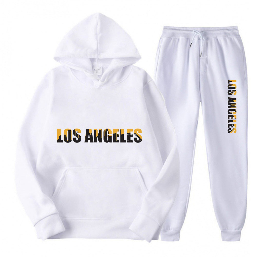 Dames fritid hettegensere og joggebukse sett med casual Los Angeles tekst Skjora