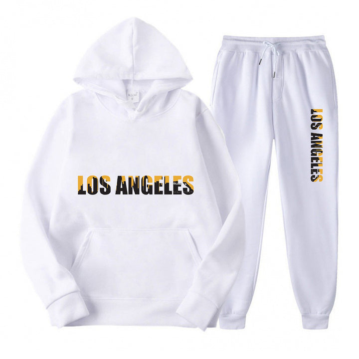 Dames fritid hettegensere og joggebukse sett med casual Los Angeles tekst Skjora