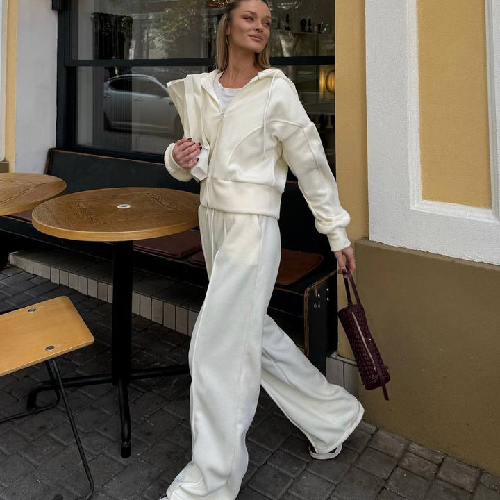 Kvinnelig fleece joggedress med høy midje og glidelås Skjora