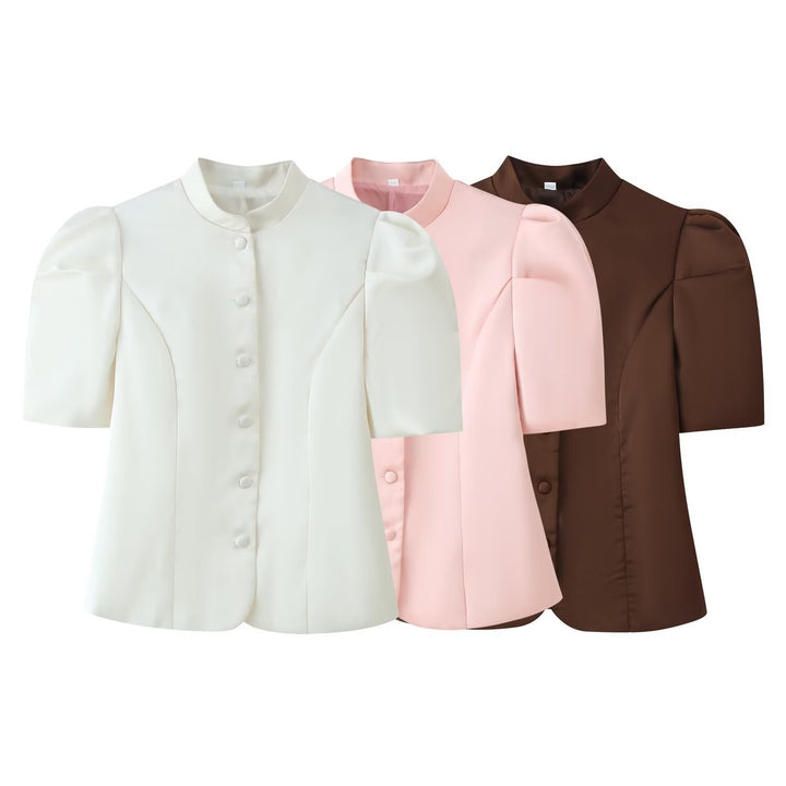 Dame Blazer med pufferm og elegant ståkrage Skjora