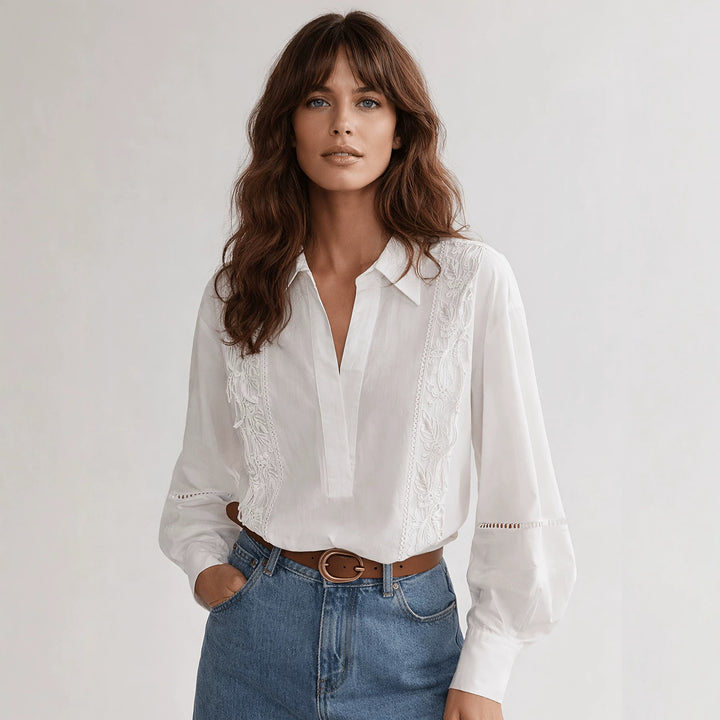 Ladies' Elegant Blouse with fine embroidery details Skjora