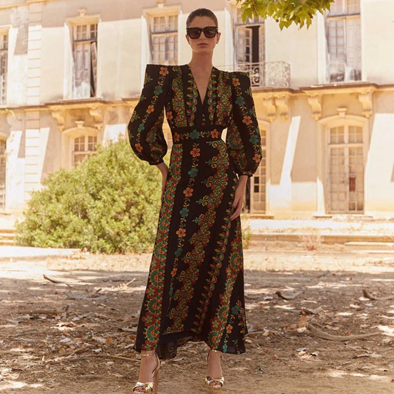 Dame To-delt Outfit med kort topp og floral maxiskjørt Skjora