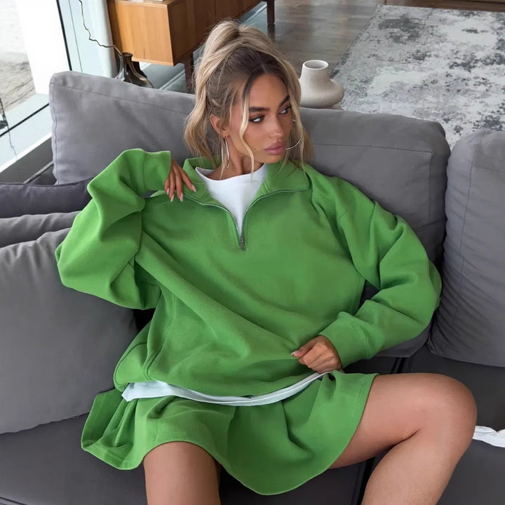 Dame casual hettegenser med full glidelås og oversized fasong Skjora