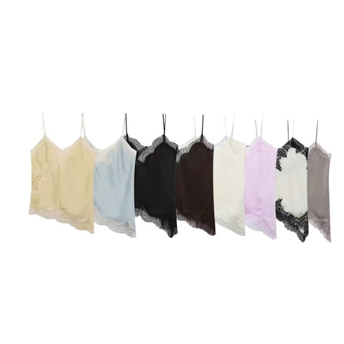 Dame-spets-camisole med asymmetrisk snitt og elegante punkter Skjora