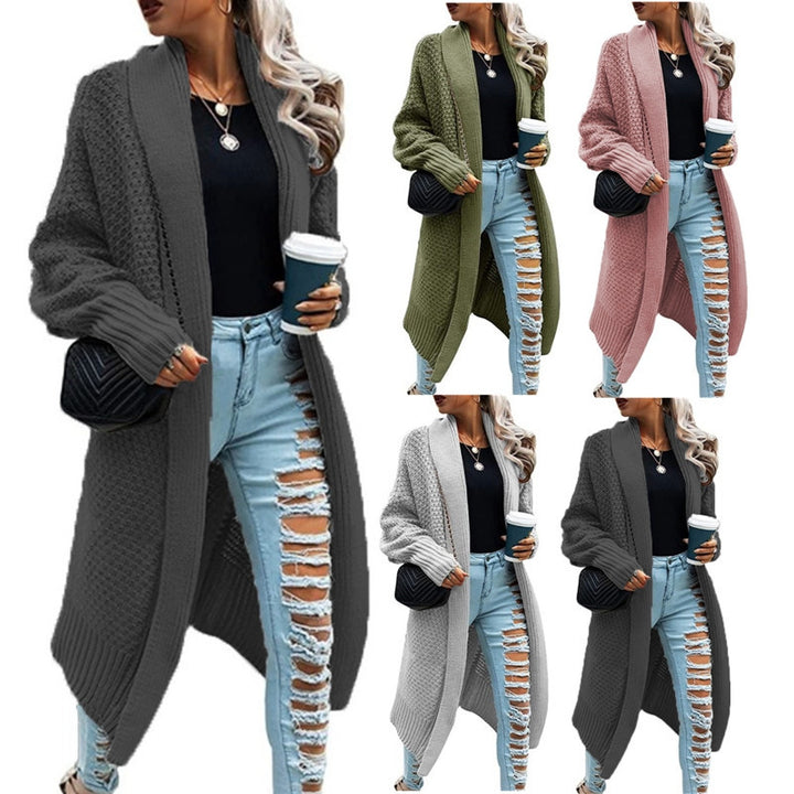 Dame Chunky Strikket Cardigan med Ledig Passform og Elegant Stikk Struktur Skjora