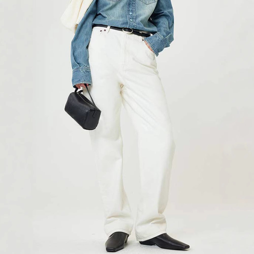 Damer klassiske hvite jeans i avslappet passform Skjora