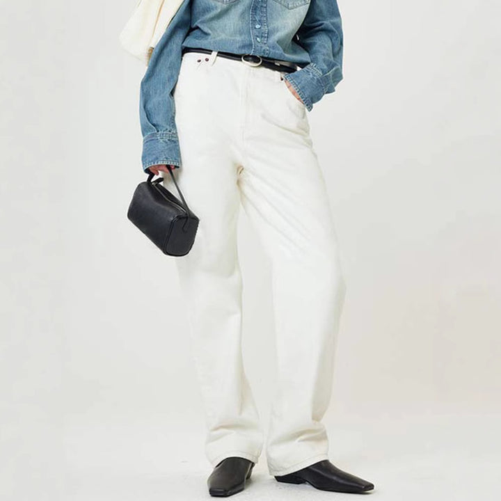 Damer klassiske hvite jeans i avslappet passform Skjora