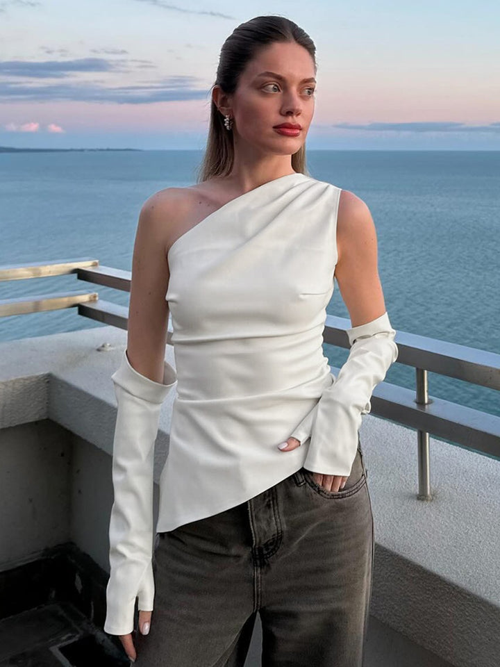 Damen asymmetrisches Top mit langen Ärmeln Skjora