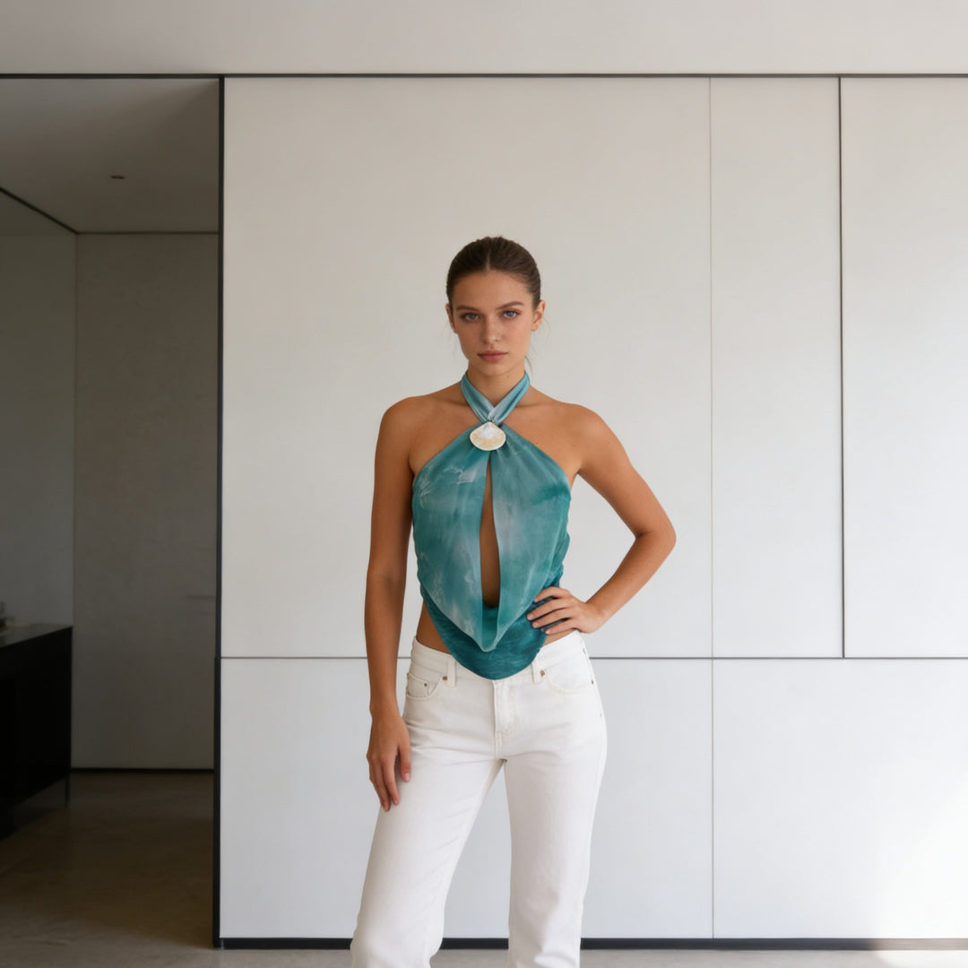 Dame Høyverdig og moteriktig Crop-Top med unike knute-detaljer Skjora