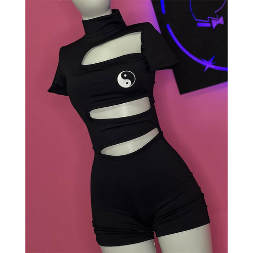 Dame stilfull jumpsuit med cut-outs og høy krage Skjora