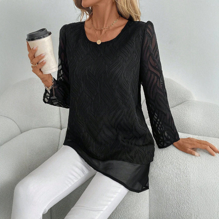 Damer Elegant Transparent Bluse med Bølge Mønster Skjora