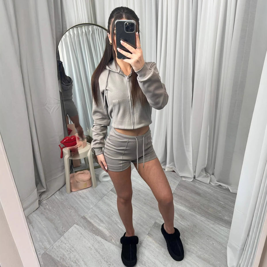 Damer sporty Crop-Top og shorts sett Skjora