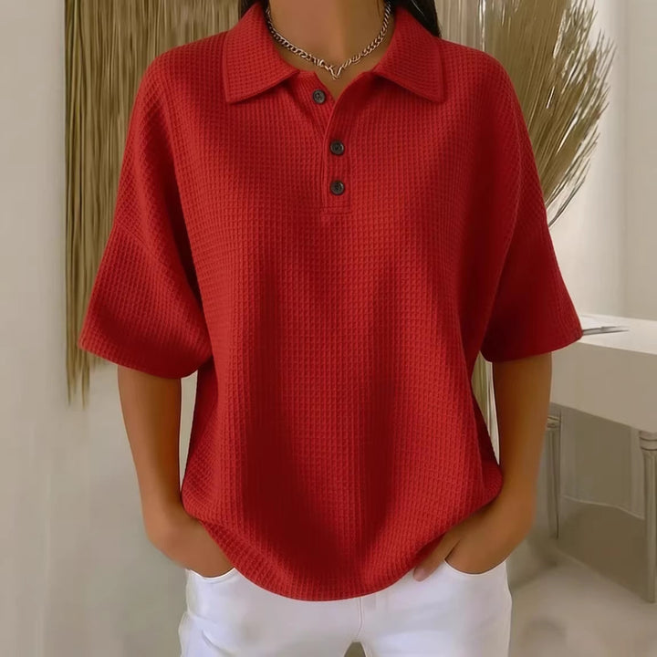 Dame sporty polo shirt i waffle pique Skjora