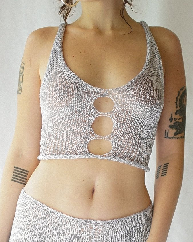 Dame gjennomsiktig netting-top og shorts-sett Skjora