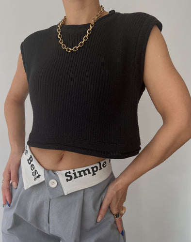 Dame cropped ribbestrikket topp med avslappet utseende Skjora