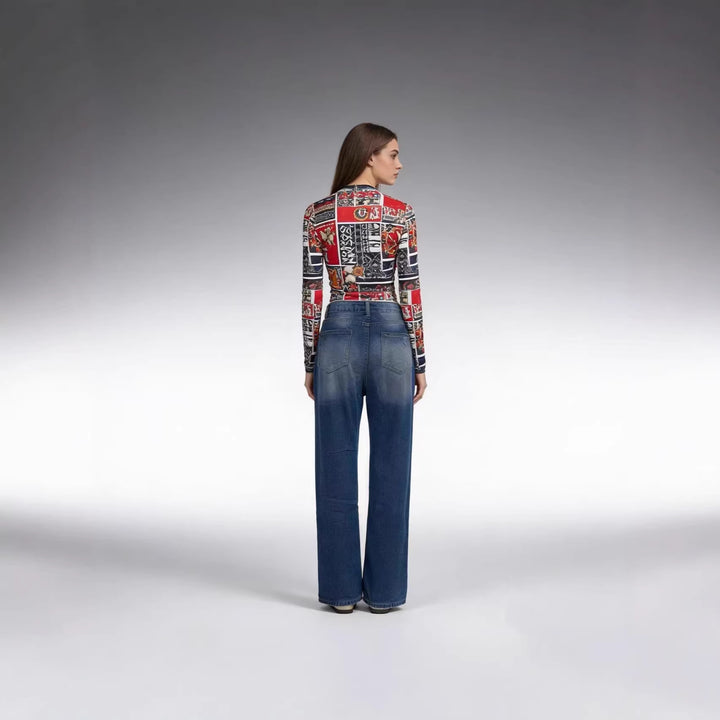 Dame løse jeans med stilige ødelagte detaljer og behagelig passform Skjora