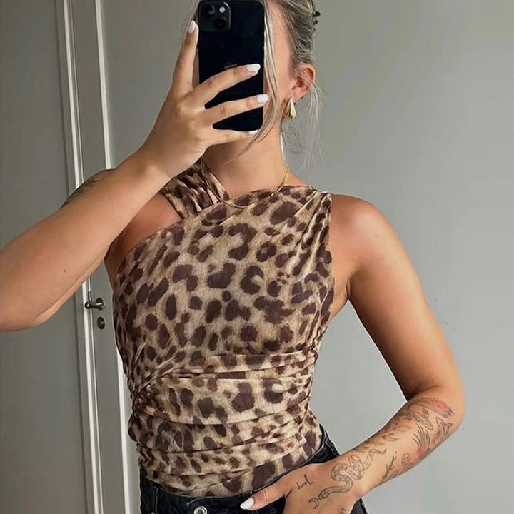 Dame Figurtilpasset Bodysuit med raffinerte rynkeelementer og dyretrykk Skjora
