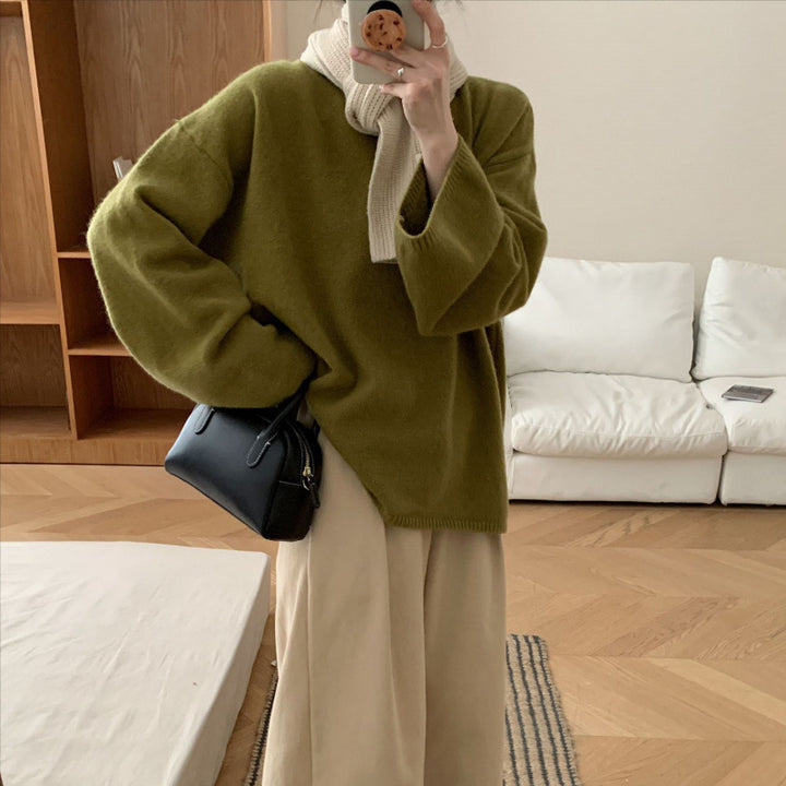 Dame oversized strikkegenser med vid snitt og fint materiale Skjora
