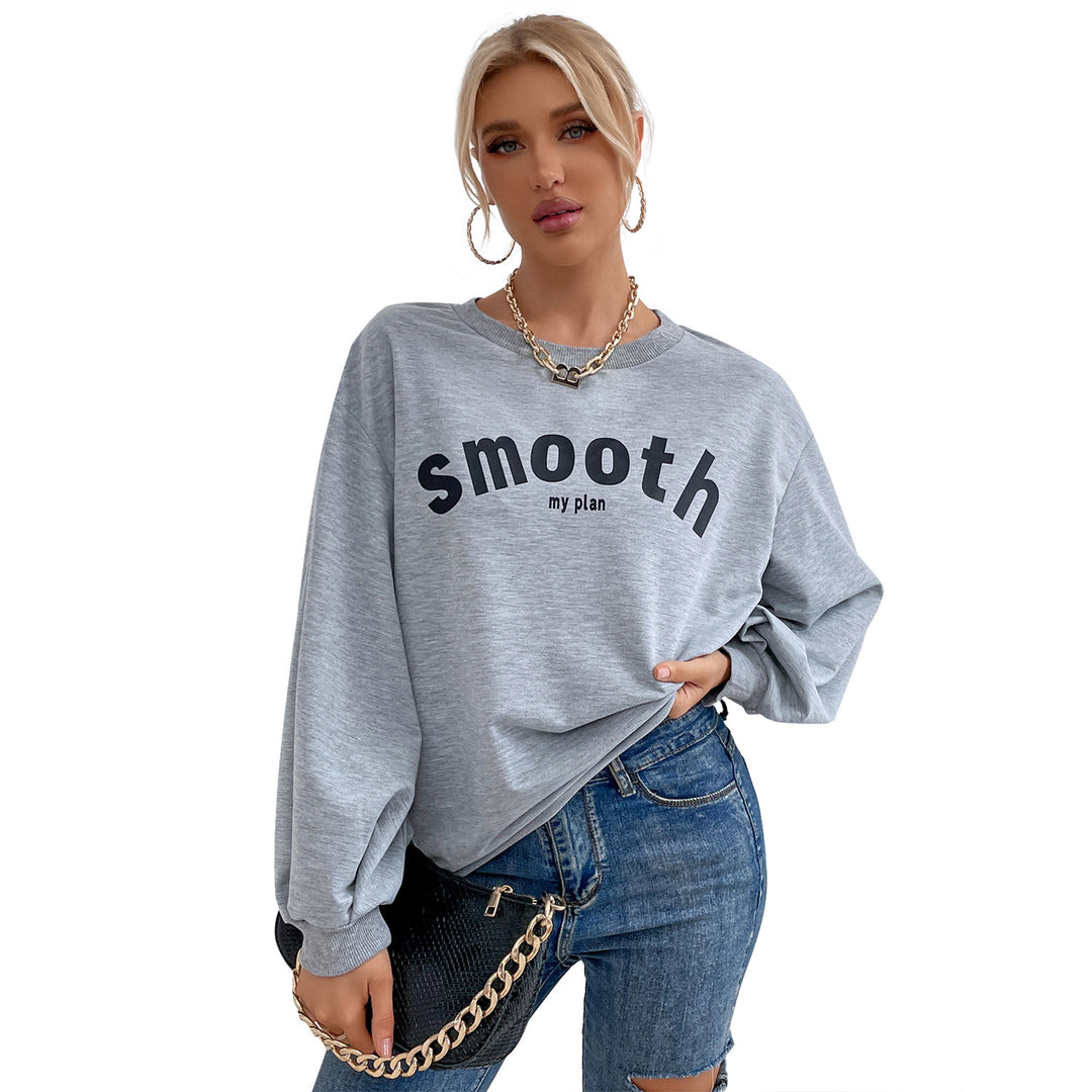 Kvinnes casual sweatshirts med raffinerte pufferm og kreativ tekst Skjora