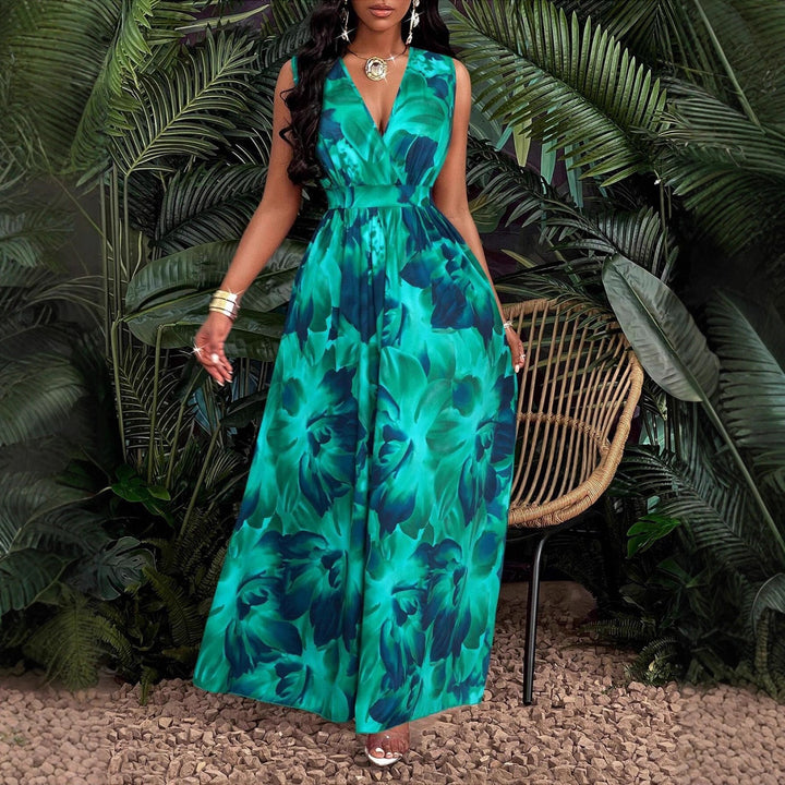 Dame Maxi-kjole med elegant V-hals Skjora