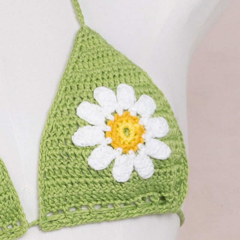 Damen Häkel-Bikini Oberteil mit floralen Motiven Skjora