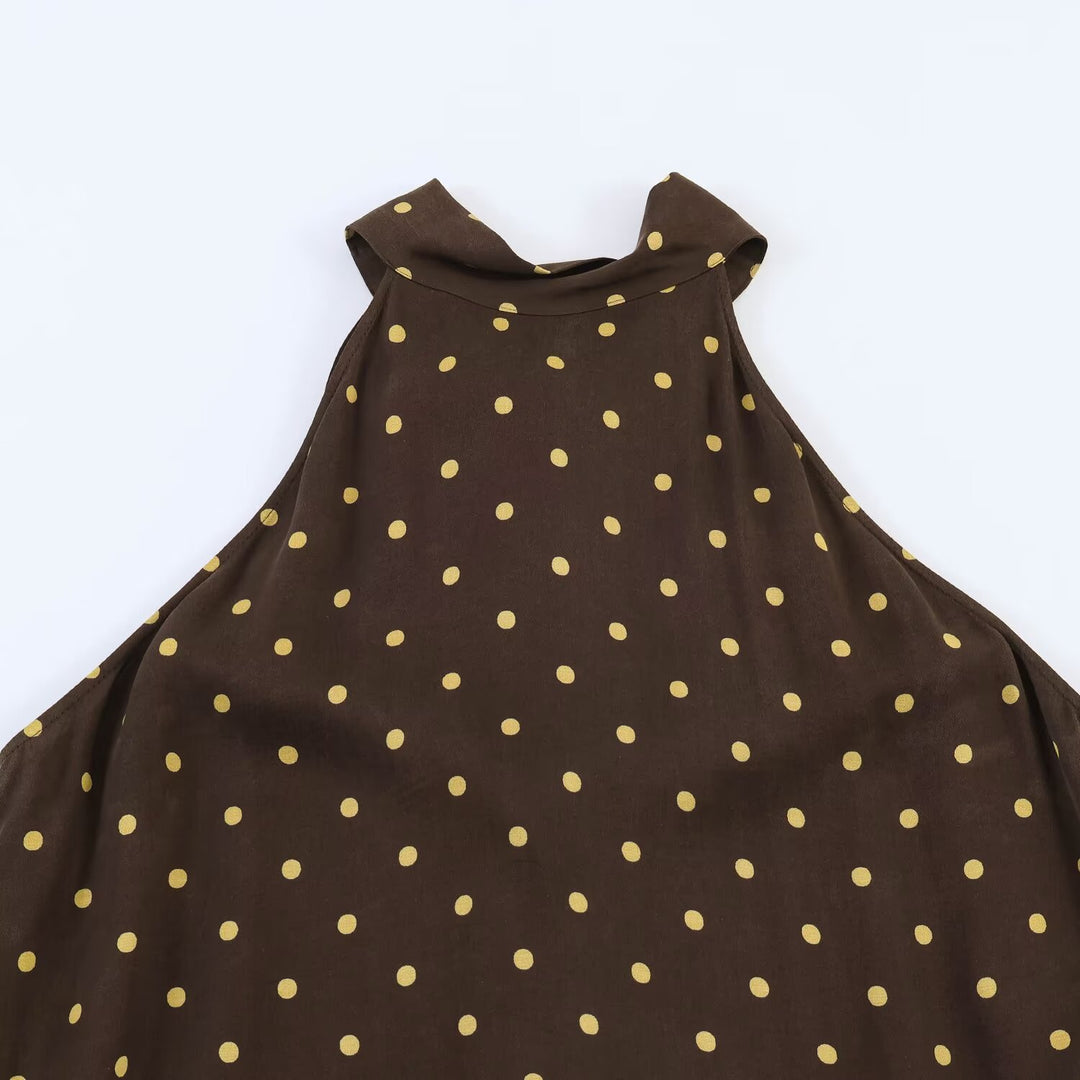 Dame Maxikjole med elegant volang og moderne punkdesign Skjora