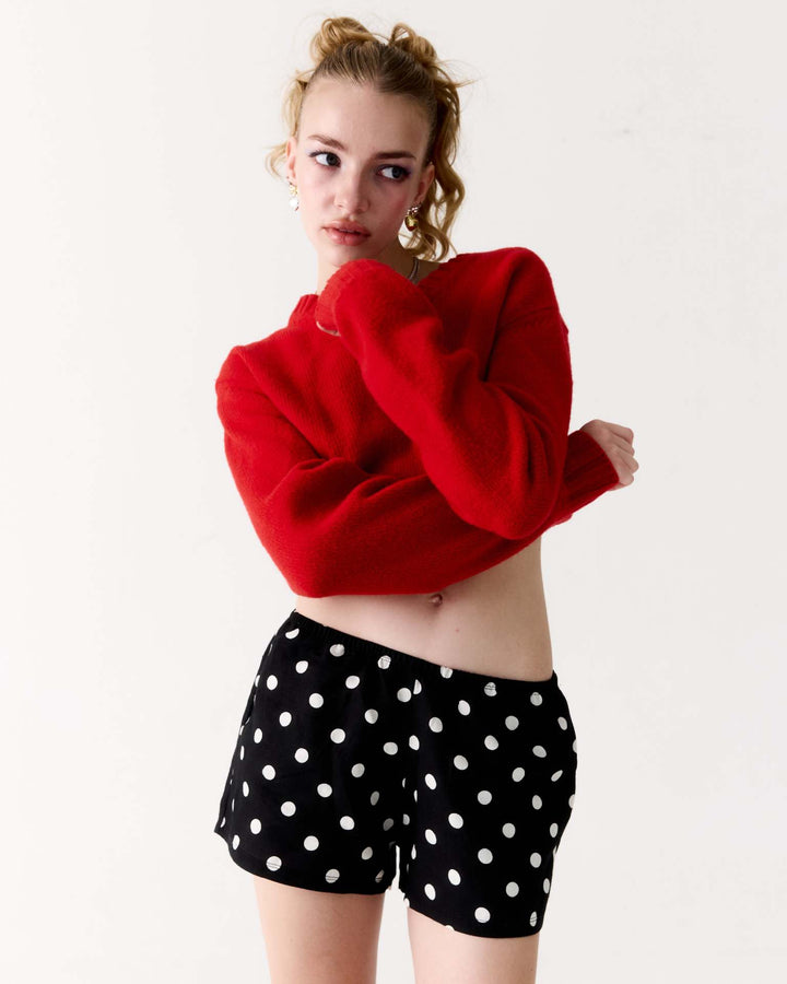 Dame korte boxershorts med kjærlig designet prikkemønster Skjora