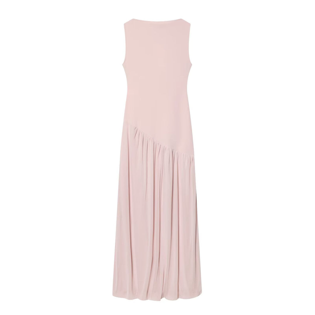 Dame Maxikjole med elegant Drapé og asymmetrisk kant Skjora