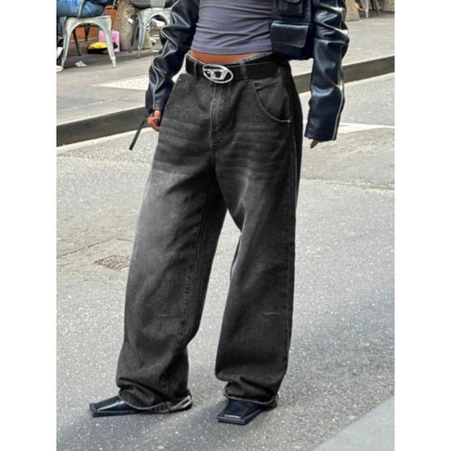 Dame High-Waist Baggy Jeans med unikt vaskeprosess Skjora