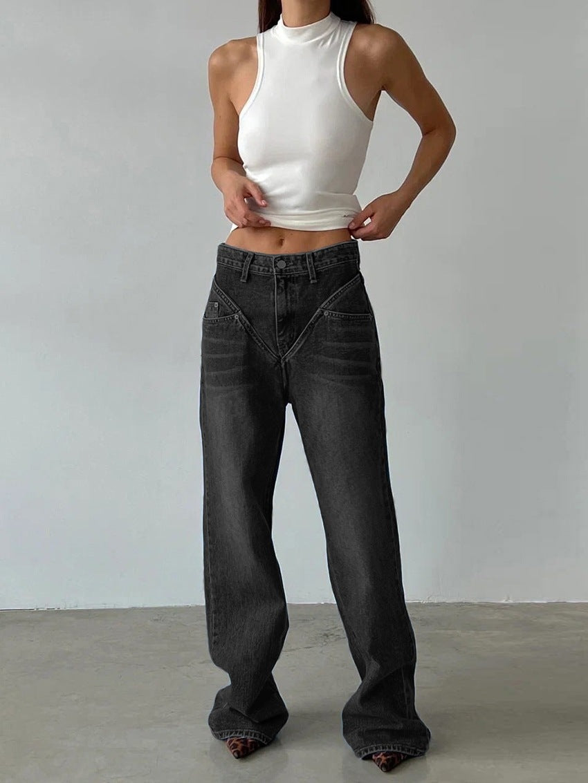 Dame Løst snittet jeansbukse med unikt design Skjora
