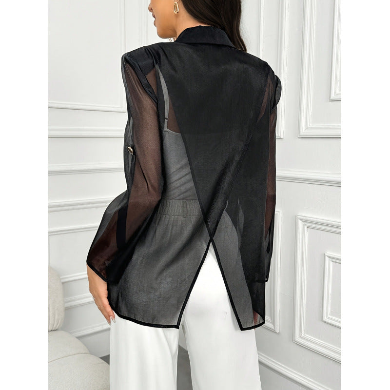 Dame Elegant Blazer med gjennomsiktige ermer Skjora