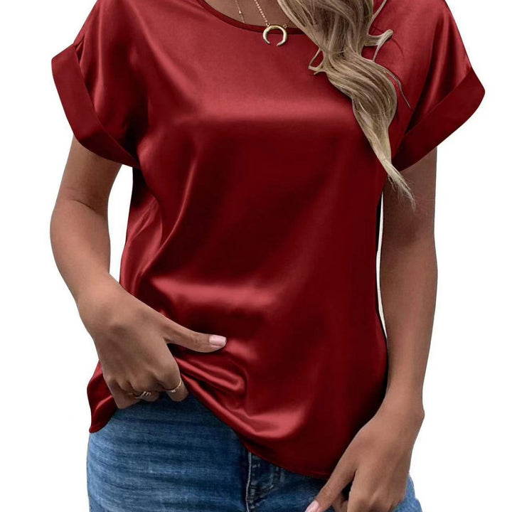 Dame Satin T-skjorte med elegante detaljer Skjora