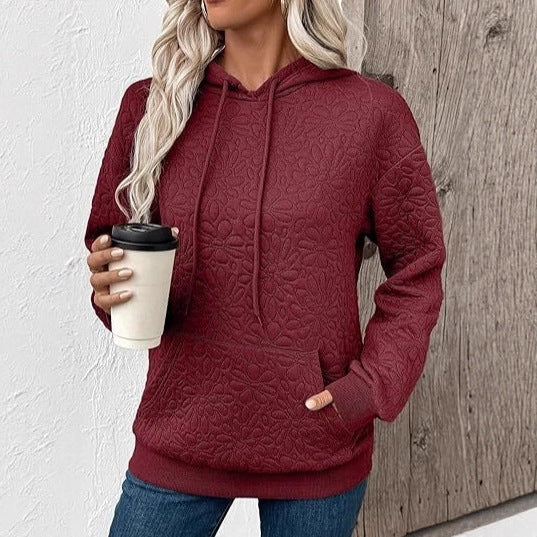 Mote sweatshirt for kvinner med teksturert blomsterdesign Skjora