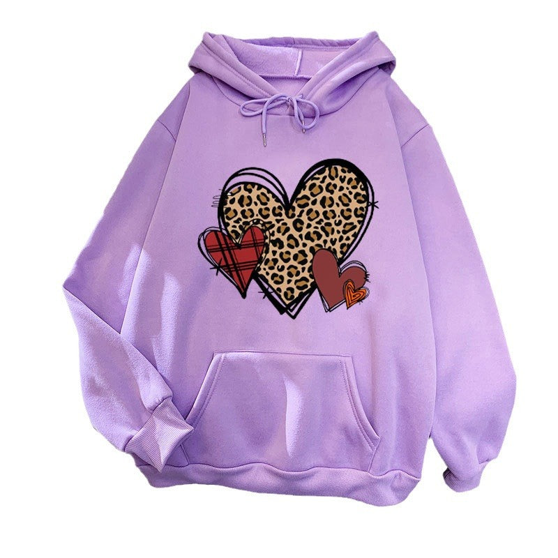 Damen Kapuzenpullover mit verspieltem Herzmuster Skjora
