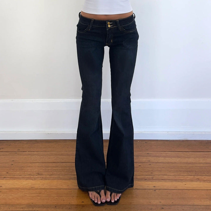 Dame Bootcut Jeans med høy midje og elegant sømføring Skjora