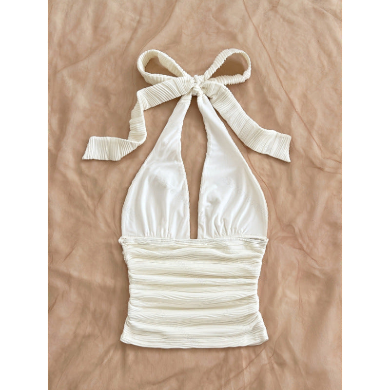 Damer Høyt fleksibelt Crop-Top med sømløst design og volanger Skjora