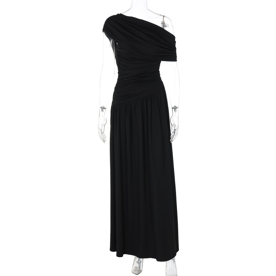 Dame Elegant omslagsmaxikjole med asymmetrisk snitt og høy kvalitets jersey Skjora