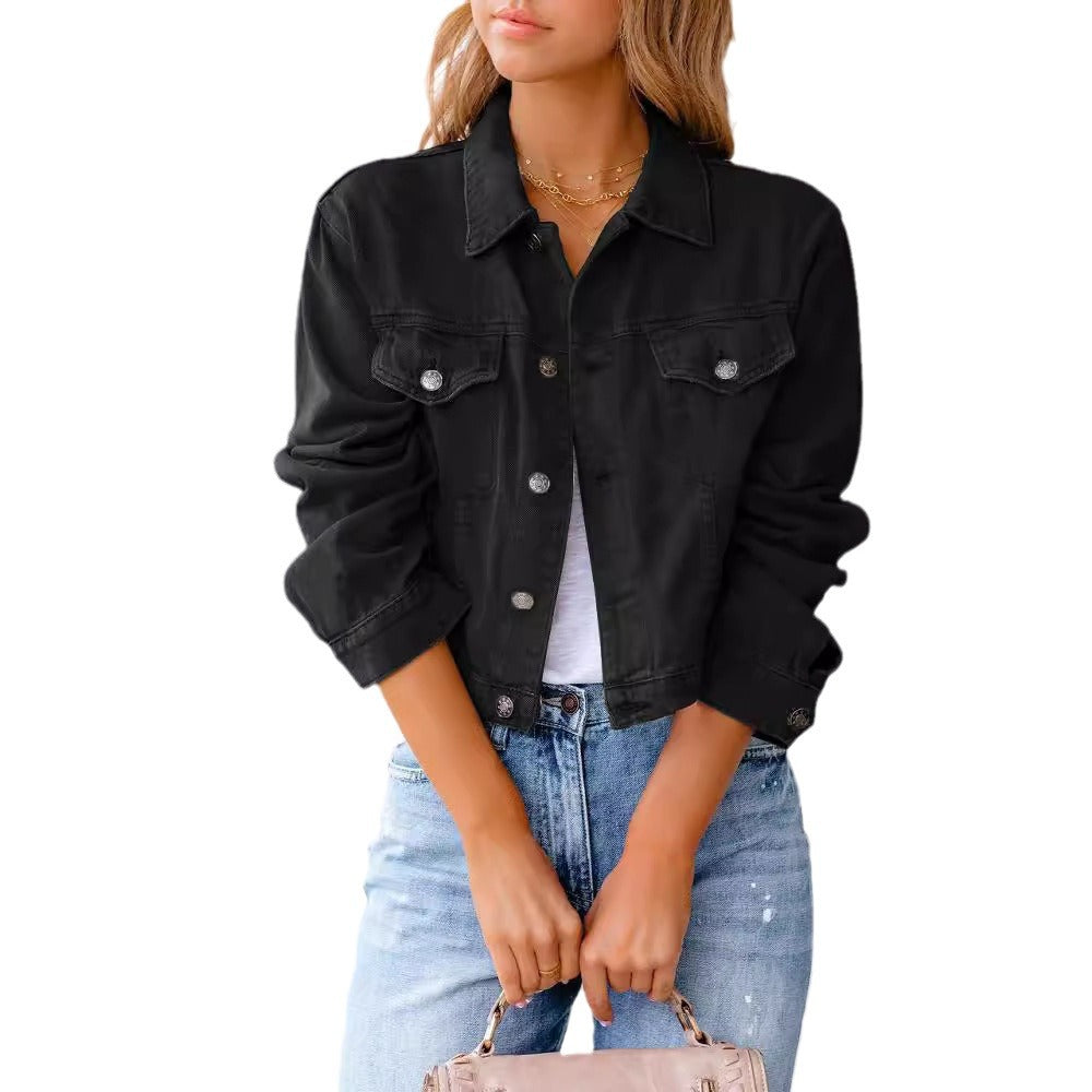Dame Korte Denim Jakke med Modisnitt Skjora
