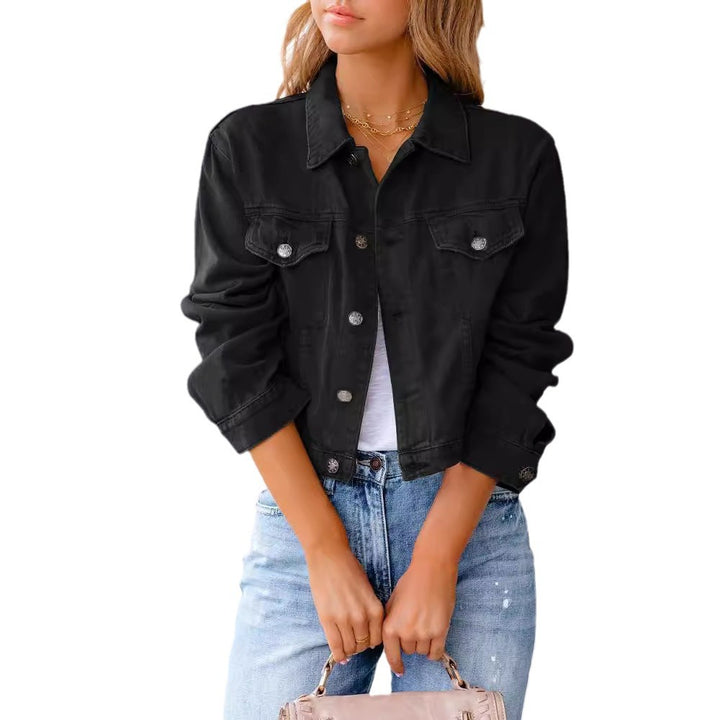 Dame Korte Denim Jakke med Modisnitt Skjora