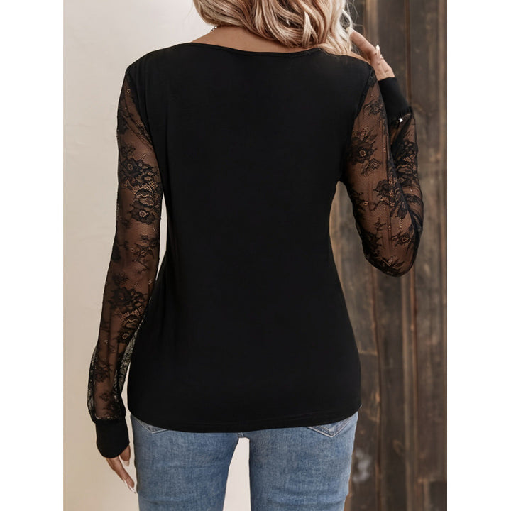 Dame Elegant topp med transparente spissermede og dyp V-hals Skjora