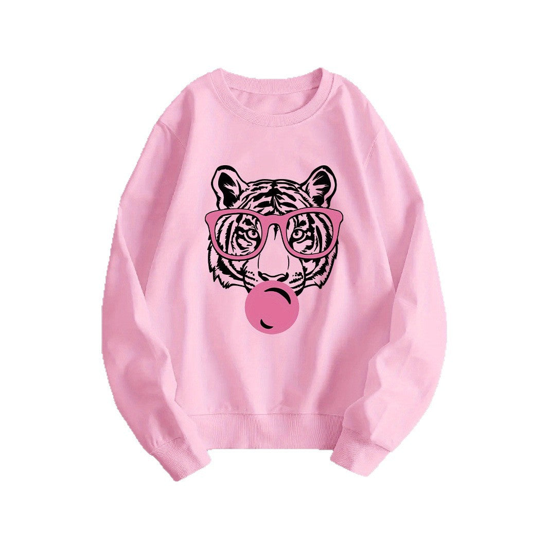Dame sweatshirt med kreativ tigerdesign og avslappet snitt Skjora