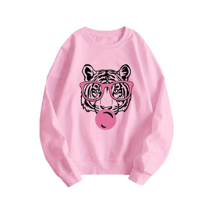 Dame sweatshirt med kreativ tigerdesign og avslappet snitt Skjora
