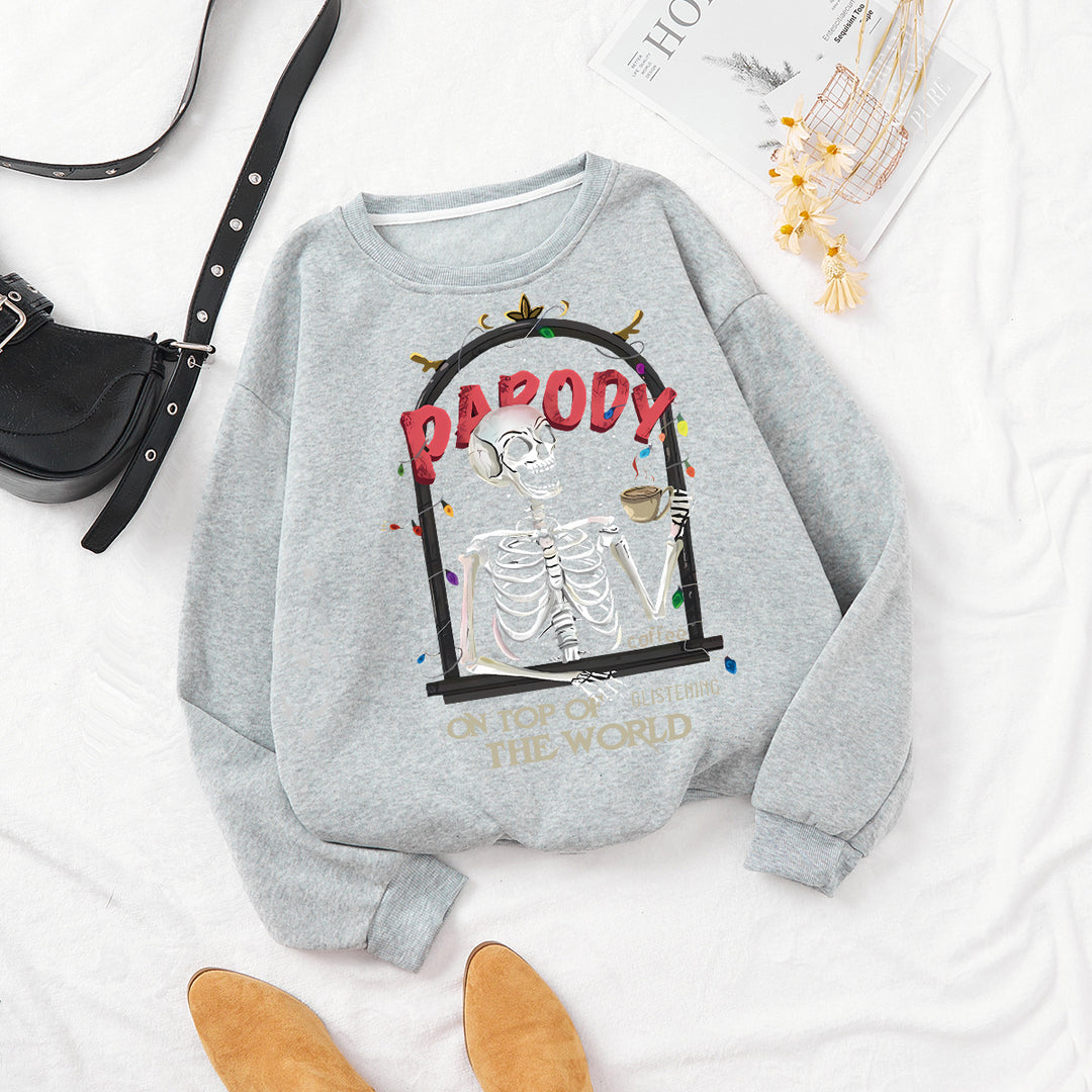 Damer sweatshirt med humoristisk skjelettmotiv Skjora