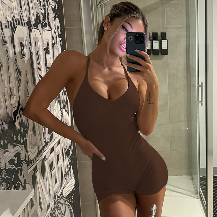 Dame Bodycon Jumpsuit med kryssede stropper Skjora