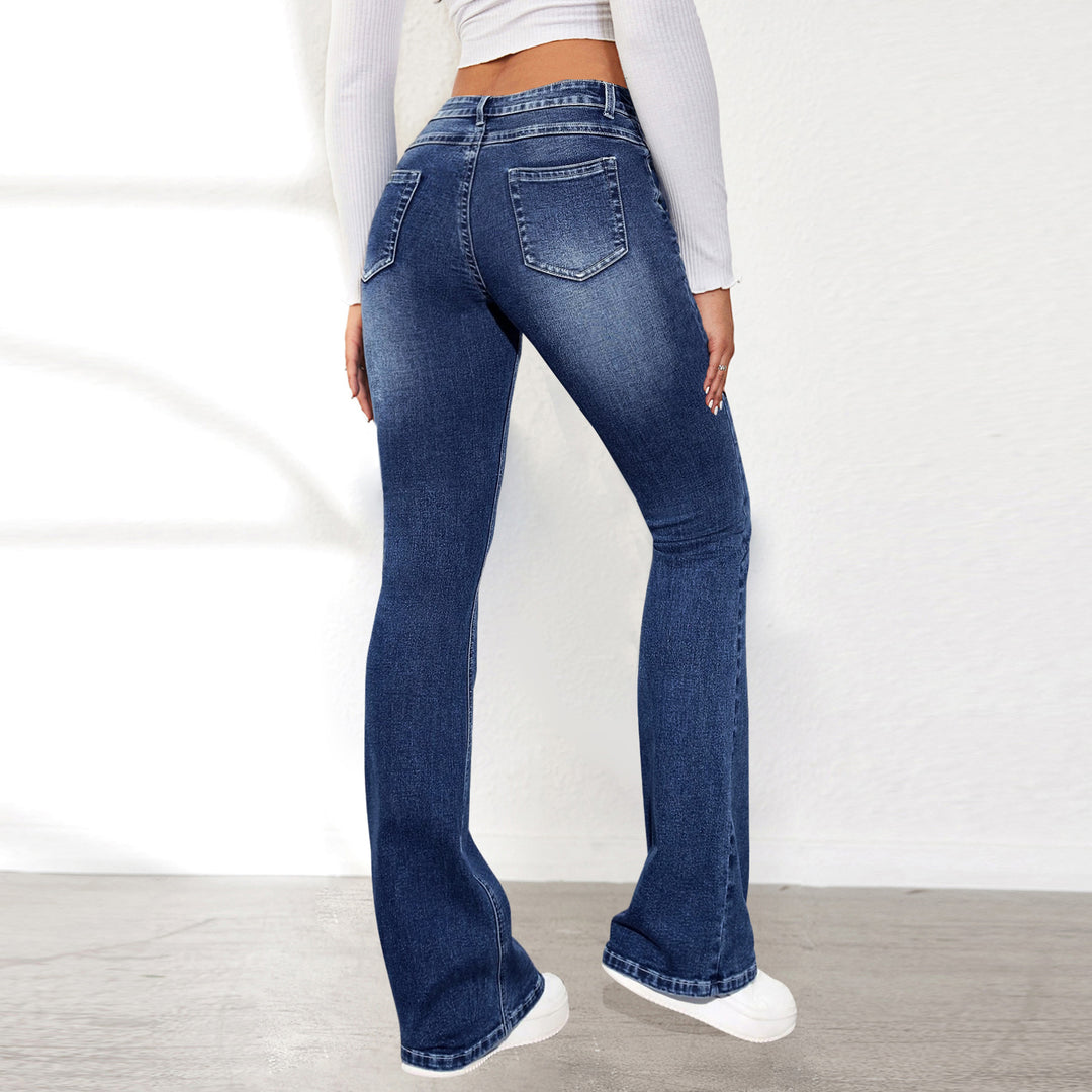 Dame Retro Flared Jeans i klassisk design med høy midje