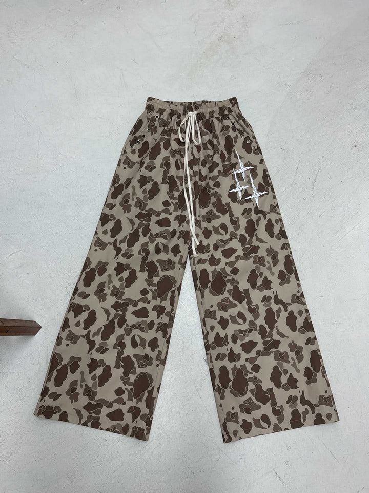 Dame cargo-bukse med moderne dyremotiv og elastisk midje Skjora
