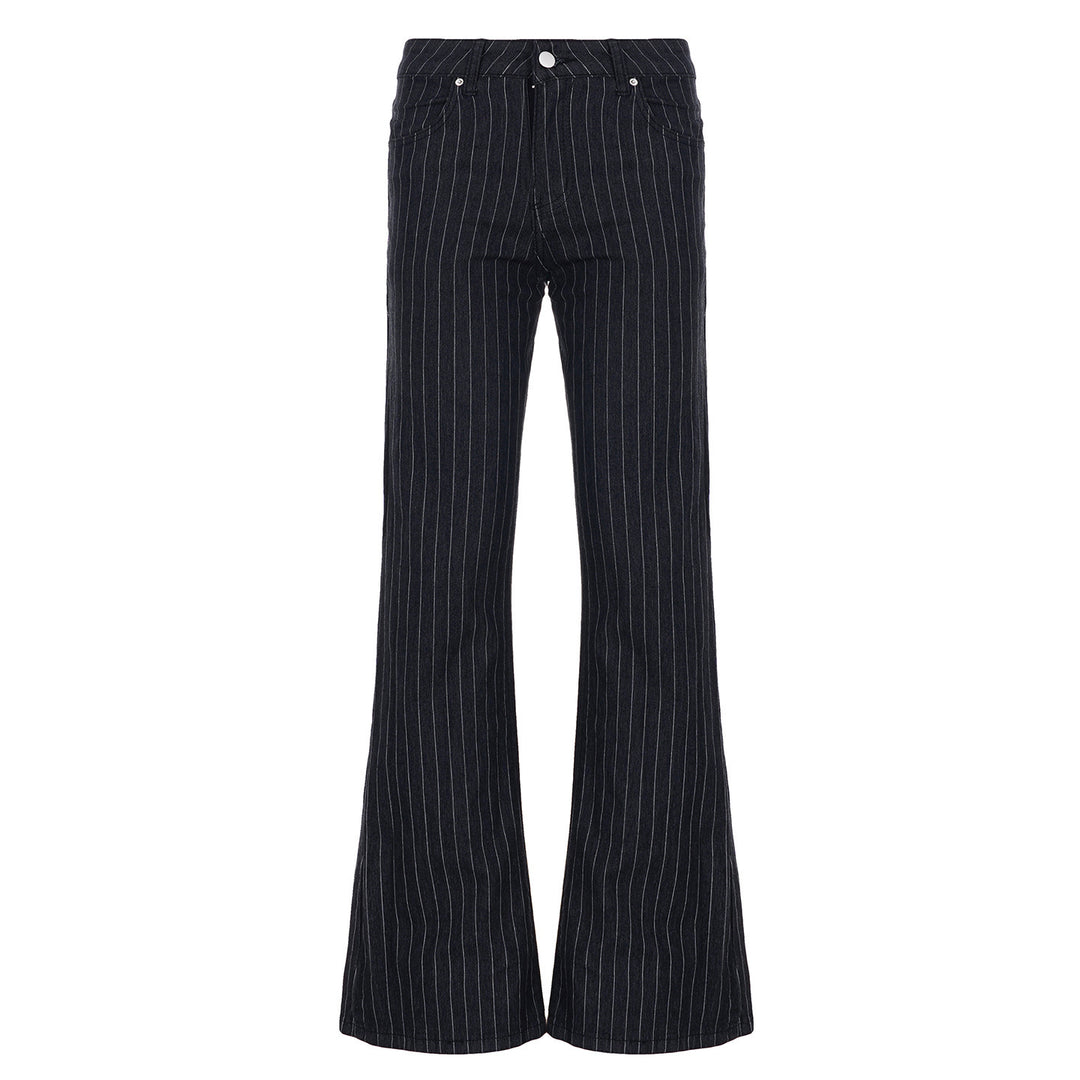 Dame slagjeans med vertikale striper og høy midje Skjora