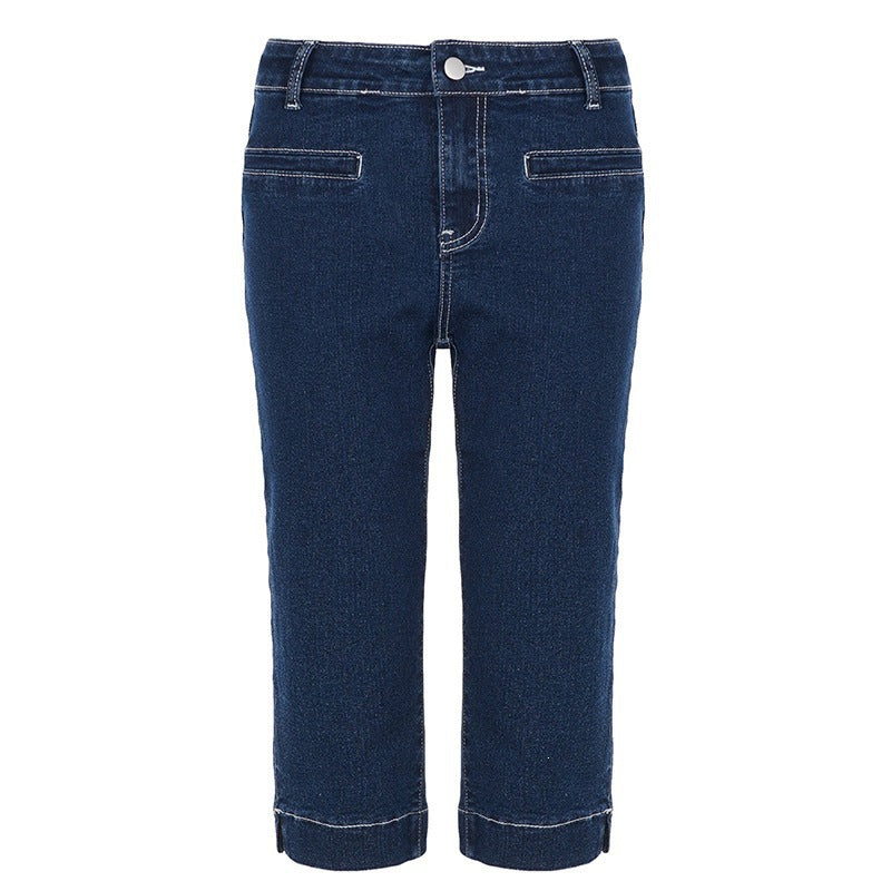 Dame klassiske jeans i komfortskjæring med oppbrettet kant Skjora