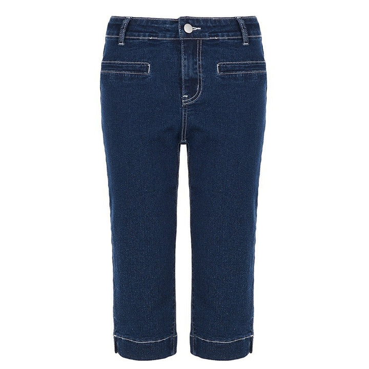 Dame klassiske jeans i komfortskjæring med oppbrettet kant Skjora